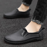 Men's Rain Shoes Water Winter Ankle Boots Waterproof Soft Rainboot Anti Slip Rubber Wading Galoshes MartLion black 39 