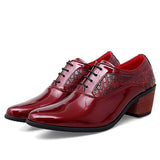 Men's Red  White Luxury Oxford Shoes Height Increase Patent Leather Formal Office Wedding High Heels MartLion Red 805 38 