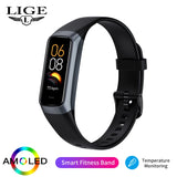 LIGE Women Smart Watch Sport Fitness Watch Waterproof Body Temperature Heart Rate Monitor Smartwatch Men's Bracele For Android iOS MartLion Black  