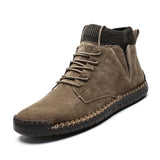 Autumn Winter Retro High-top Men's Casual Shoes Suede Leather Flat MartLion khaki 7009 38 CHINA