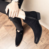 Cow Suede Leather Boots Men's Pointed Toe Dress Ankle Formal Footwear Mart Lion   