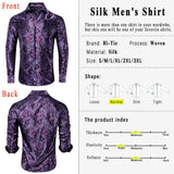 Silk Men's Shirts Long Sleeve Slim Fit  Gold Blue Red Beige Burgundy Pink Purple Gray MartLion   