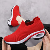 Sneakers Women Casual Sport Shoes Ladies  Cushion Running Mesh Breathable Vulcanized MartLion hong se 35 