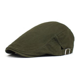 Solid color cotton front cap men's casual cap classic beret MartLion armygreen  