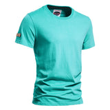 Outdoor Casual T-shirt Men's Pure Cotton Breathable Crew Neck Short Sleeve Mart Lion Green EU size M 
