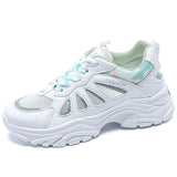 Breathable Trainers Women's Non-slip Casual Sneakers Light Footwear Trendy Running Shoes MartLion white green 35 