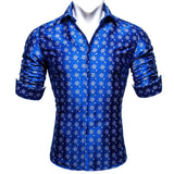 Luxury Christmas Shirts Men's Long Sleeve Snowflake Red Blue Green Gold White Black Slim Fit Male Blouses Tops Barry Wang MartLion 0510 S 