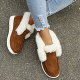 Ladies Ankle Boots Women Winter Warm Plush Fur Snow Suede Leather Shoes Ladies Slip on Female Footwear Mart Lion   