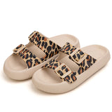 Women Slippers Adjustable Buckle Thick Platform Sandals Beach Shoes Bathroom Slipper Soft EVA Flat Sole Slides MartLion 36 Leopard slippers 