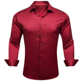 Red Burgundy Orange Shirts Men's Long Sleeve Solid Plaid Slim Fit Blouse Casual Lapel Tops Clothing Breathable Barry Wang MartLion   