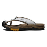 Golden Sapling Men's Slippers Summer Shoes Genuine Leather Flip Flops Casual Beach Leisure Slides MartLion White 23 38 