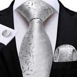 Gray Striped Paisley Silk Ties For Men's Wedding Accessories 8cm Neck Tie Pocket Square Cufflinks Gift MartLion SJT-7682  