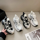 Design Woman Chunky Sneakers Autumn Platform Mesh Casual Shoes Dad Sport Black Vulcanized Mart Lion   