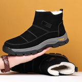 Winter Genuine Leather Men's Boots Natural Fur Warm Ankle Working Footwear Waterproof Snow Rubber MartLion Black 6 