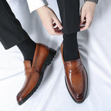 Summer Men's Classic Business Casual Loafers Brogue Carving Evening Dinner Men Dress Slip ON Leather Shoes black MartLion   