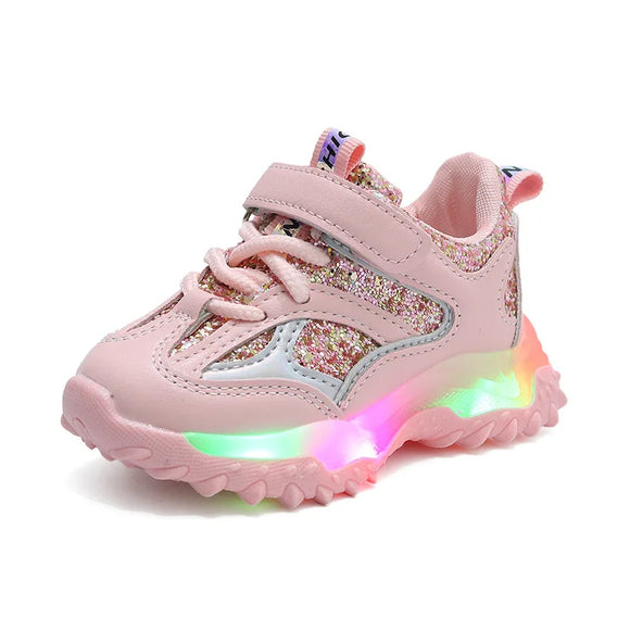 Summer Sneakers Kids Girls LED Light Shoes Letter Mesh Breathable  Luminous Casual Sports Boys Shoes MartLion   