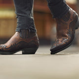  Couples Shoes Cowboy Short Boots Women Cowgirl Western Men Embroidered Casual Point Toe Designer Mart Lion - Mart Lion