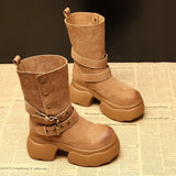 Internal Height Mid-calf Boots in Winter Women Leather Short Boot Office Ladies Tide Shoes MartLion