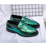 British Style Brogue Shoes Men's Slip-on Pointed Dress Leather Social Wedding MartLion   