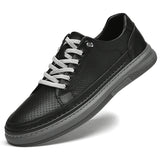 Golden Sapling Skateboard Shoes Men's Genuine Leather Flats Casual Summer Loafers Elegant MartLion Black-1 38 