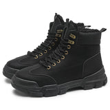 Winter Men's Plush Soft Snow Boots Plus Velvet Warm Outdoor Sneaker Waterproof Cold Non-slip Casual Shoes MartLion black1 fur 39 
