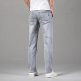 Summer Thin Men's Elastic Cotton Jeans Gray Straight Casual Pants Trousers MartLion   