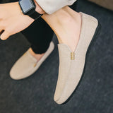 Shoes Men Casual Men Shoes Denim Male Shoes Adult Men Loafers Canvas Shoes Men Sneakers Driving Shoes MartLion Beige 40 