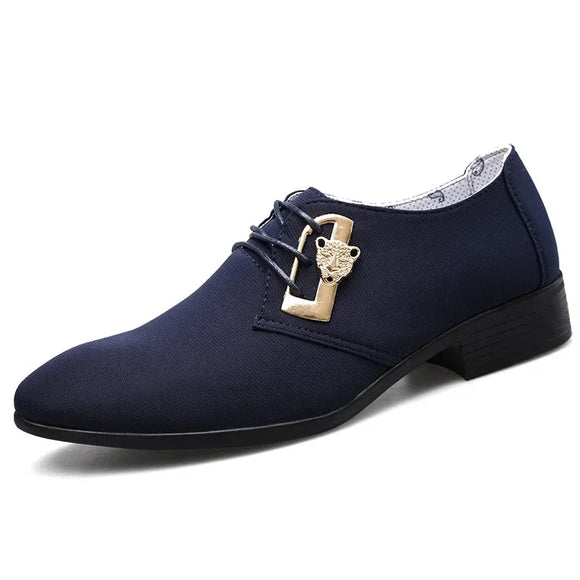 Elegant Men's Dress Shoes Leather Normal Loafers for Casual Pointed Toe Blue Designer MartLion blue  lace-up 38 
