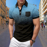 Men's Short sleeved Polo Shirt Summer European and American Street Casual Pocket Lapel Top Men's MartLion Sky blue-B S 