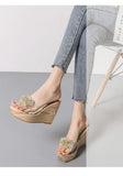 Summer diamond flower wedge sandals transparent sponge platform platform slippers women high heels MartLion   