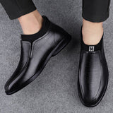 Mid-top Genuine leather Men's shoes Keep Warm Dress Winter With Fur Elegant Sapato Social Masculino Mart Lion   