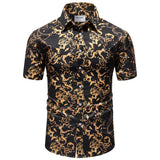 Embossed Flower Design Retro Men's Shirt Breathable Summer Top Casual Short Sleeved Beach Style Shirts MartLion B07101 XXXL 