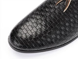 Men's Woven Leather Casual Shoes Trendy Party Wedding Loafers Moccasins Light Driving Flats Mart Lion   