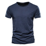 100% Cotton Men's T-shirt Cut Design Slim Fit Soild Tops Tees Brasil Short Sleeve Mart Lion F038-O-Navy CN Size XL 72-80kg 