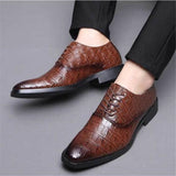 Men's Crocodile Grain Leather Shoes Dress Office Wedding Party Derby Square Toe Flats Mart Lion Auburn 38 China