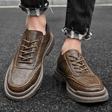 British  Men Sneakers Genuine Leather Men Casual Shoes Round Toe Man Footwear Lace Up Oxford Retro Shoes MartLion   