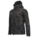 Autumn and Winter Men's Military Tactical Jacket Waterproof Fleece Camouflage Soft Shell Outdoor Sports Windproof MartLion Black CP 2 S 