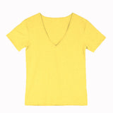 Men's Fitness Sports Running Short-Sleeved 100 Cotton Deep V-neck T-shirt Summer Mart Lion Yellow M China|No