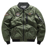 Air Force MA1 Pilot Cotton Jacket Men's Double Sided Letter Embroidery Thicken Bomber Coat Retro Trendy Military Baseball Jersey MartLion army green M 45-52.5kg 