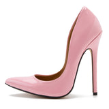 High Heels Shoes Women Pumps Large White Stiletto Heel Patent Leather Office Wedding Shoes Hey