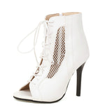 High Heels Dance Sandals Women Summer Very Light Shoes Black PU Gladiator Open Toe Zipper Ballroom Mart Lion White 34 