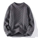 Men's Knitted Sweatshirts Crewneck Sweater Pullover Jumpers Green Clothing Autumn Winter Tops MartLion Gray M 