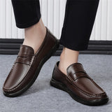 Natural Cow Leater Men's Loafers Slip Moccasins Super Soft Flats Casual Footwear For Driving Mart Lion   