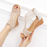 Luxury Wedge Sandals For Women Summer Mesh Design Breathable Lady Gladiator Female High Heels Peep Toe Shoes Mart Lion   