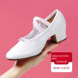 Adult Jazz Ballroom Canvas Dance Shoes Women Teacher Soft Sole Latin Modern Dance Standard Practice MartLion White 3.5 cm heel 39 