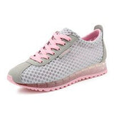 Lace-up Summer Women Sports Sneakers Outdoor Breathable Mesh Casual Shoes Female Youth Flats Outdoor Fitness Zapatos De Hombre Mart Lion Gray Pink 35 