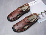 Golden Sapling Breathable Men's Sandals Genuine Leather Summer Shoes Leisure Loafers Casual Flats Casual for Men's MartLion   