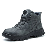 Work Shoes Men Safety Shoes Rotating Buttons Winter Protective Work Safety Boots MartLion Gray 45 CHINA