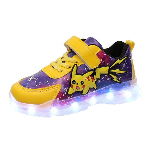  Pikachu Luminous Sneakers Girl Boy Led Light Up Shoes Pokemon Kid Non-slip Glowing Children Breathable Casual MartLion - Mart Lion