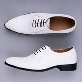 Oxford Brogue Formal Dress Men's Shoes Handmade Genuine Leather Shoes Designer Leather MartLion WHITE 39 